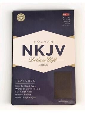 Nib Holman NKJV Deluxe Gift Bible Brown Concordance Maps Red Words Jesus
